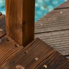 7.5' Fir Wood Garden Bridge Arc Walkway with Side Railings, Perfect for Backyards, Gardens, & Streams, Carbonized - 4 of 4