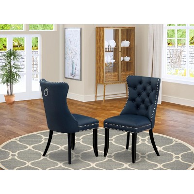 East West Furniture DAP2F23 Dallas Parson Kitchen Chairs - Button Tufted Nailhead Trim Beige Red faux Leather  Dining Chairs, Set of 2, linen white