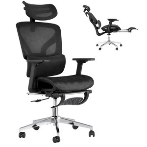 Ergonomic Mesh Office Chair with 4D Armrests & Lumbar Support - High Back Reclining Desk Chair with Footrest for Home Office, Black - 1 of 4