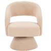 Vynxaria Swivel Accent Chair ¨C Stylish Round Barrel Chair in Nude Teddy Fabric - 3 of 4