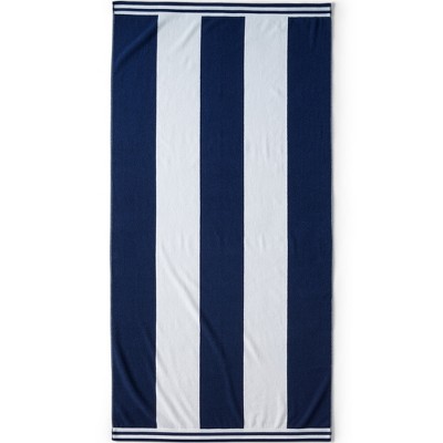 Lands' End Rugby Stripe Reversible Beach Towel