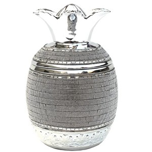 HomeRoots 11" Silver Plated Ceramic Pineapple Lidded Bowl With Faux Crystals - 1 of 4