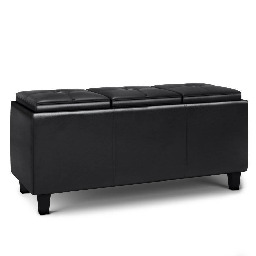 Photos - Pouffe / Bench Franklin Tray Storage Ottoman with Lift Up Lids Midnight Black - WyndenHal