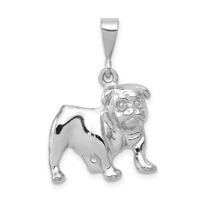 Black Bow Jewelry 14k White Gold Polished 2D Bulldog Pendant - 1 of 4