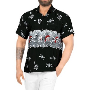 LA LEELA Men's Pirates Hawaiian Shirts Short Sleeve Button Down Shirt Mens Hawaii Shirts Vacation Summer Beach Shirts for Men Funny - 1 of 4