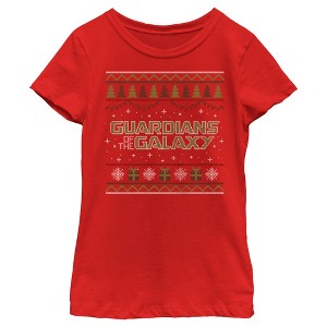 Girl's Guardians of the Galaxy Holiday Special Christmas Sweater Print T-Shirt - 1 of 4