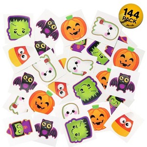 144 Halloween Tattoos for Kids, Pre-Cut 2" Temporary Tattoos in 6 Designs, Bulk Halloween Party Favors, Goodie Bag Fillers & Trick-or-Treat - Srenta - 1 of 1