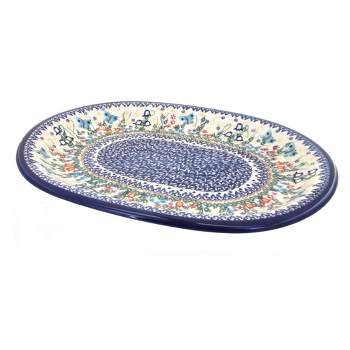 Blue Rose Polish Pottery 114 Vena Large Oval Platter