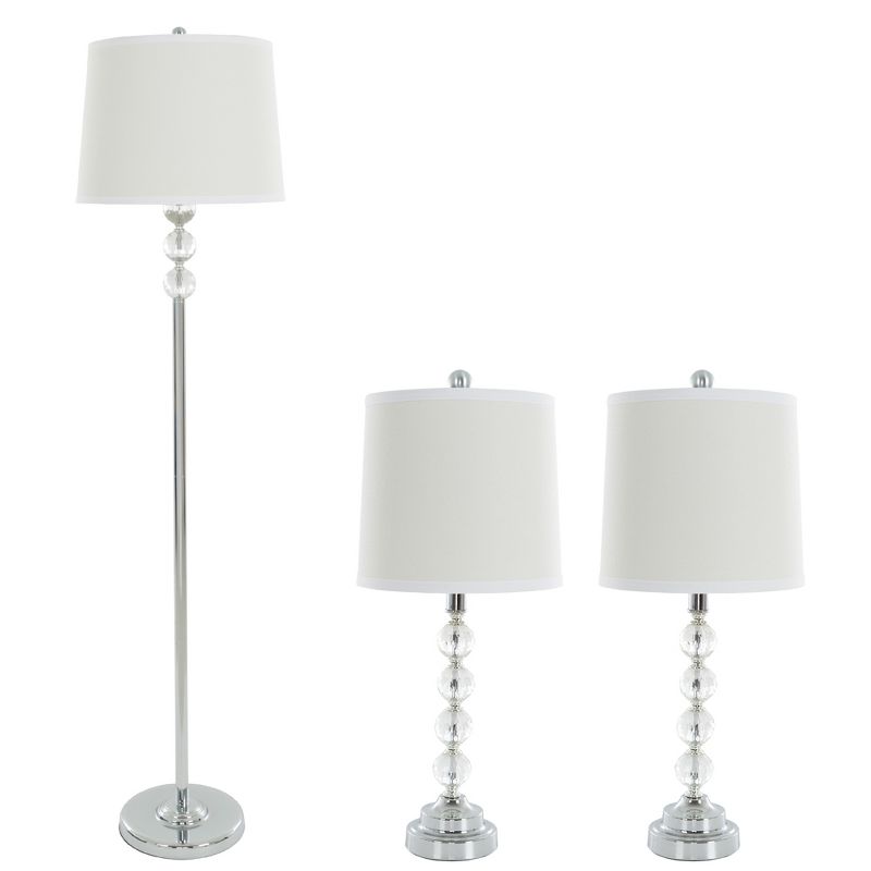Table Lamps and Floor Lamp Faceted Crystal Balls Set of 3 (3 LED bulbs included) - Yorkshire Home, 1 of 7