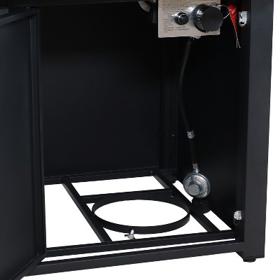 30-Inch Square Black and Gray Stone Propane Fire Pit Table