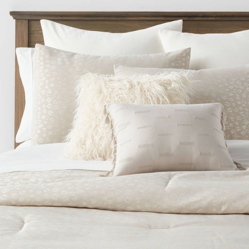 8pc Luxe Jacquard Snow Leopard Comforter Set Beige - Threshold™, 1 of 11