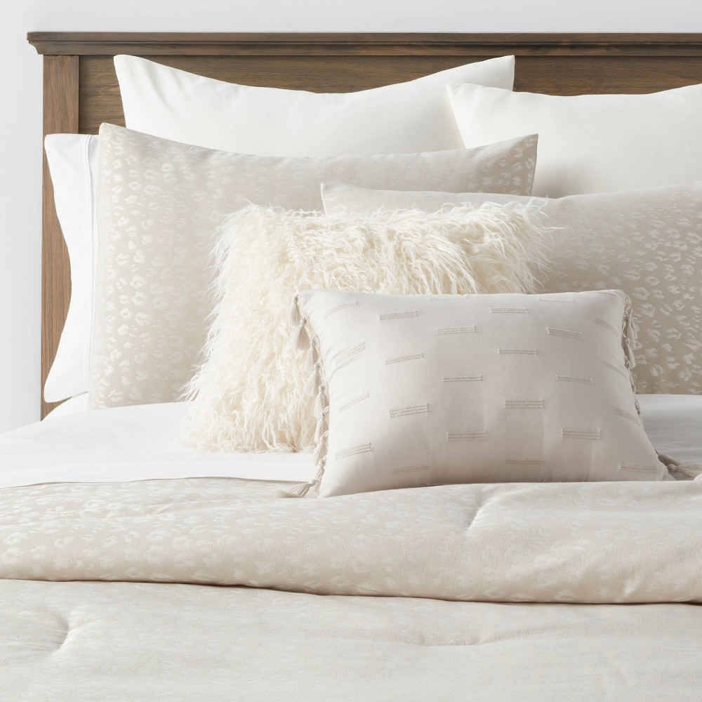 Photos - Bed Linen 8pc King Luxe Jacquard Snow Leopard Comforter Set Beige - Threshold™