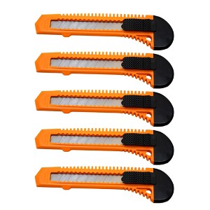 MotoProducts 5 Bulk 6" Box Cutters Neon Orange with Snap-Off Blades and Safety Locks - 1 of 4