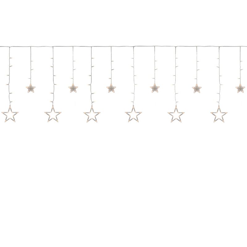 Northlight 138 Clear LED Star Drop Window Curtain Christmas Lights - 17.75ft Clear Wire, 1 of 3