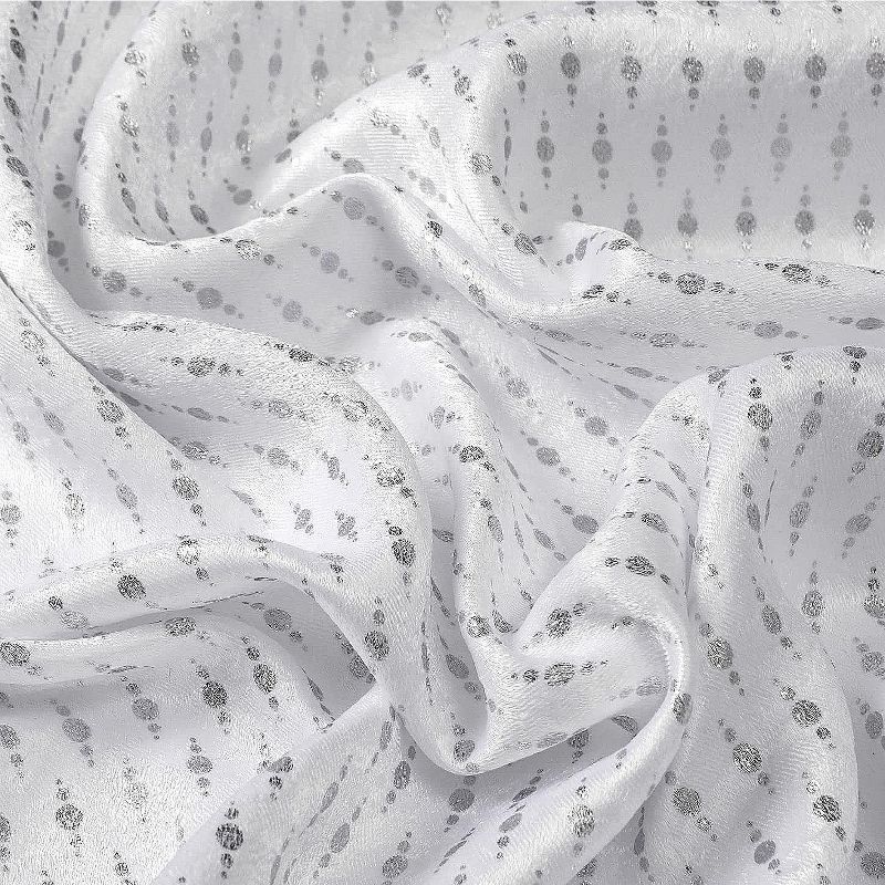 Kate Aurora Elegant "Raindrop" Silver Metallic Foil White Jacquard Fabric Shower Curtain - Standard Size, 4 of 8
