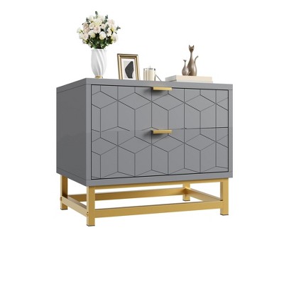 2 Drawer Dresser, Small Dresser＆Chest of Drawers, Modern Nightstand for Bedroom, End Table with Drawer