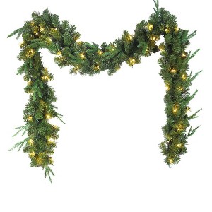 Kurt Adler 9-Foot Sierra Green Garland With 50 Warm White LED Lights - 1 of 4