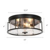 LNC Vine 3-Lights 13-in Matte Black and Seeded Glass Drum LED Flush Mount Lights - 3 of 4