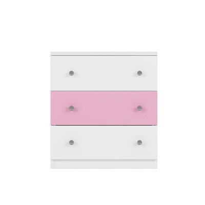 NicBex Nightstand with 3 Drawers and Handles Wooden Bedside Table with Colorblock Design for Bedroom,Living Room