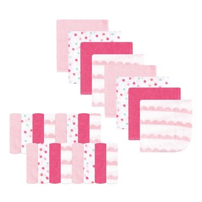 Image of Luvable Friends Baby Girl Super Soft Bundle Washcloths, Girl Geometric, One Size