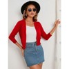 Coolmee Women's 3/4 Sleeve Cropped Cardigan Knit Sweaters Lightweight Open Front Shrug Bolero - 4 of 4