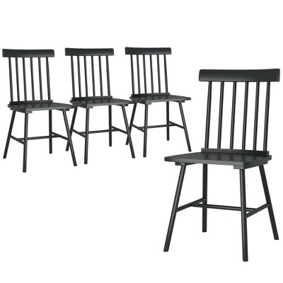 HOMCOM Windsor Dining Chairs Set, Farmhouse Wooden Kitchen Chairs with Rubber Wood Frame, Spindle Back for Dining Room, Living Room
