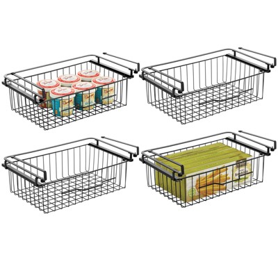 mDesign Large Wire Hanging Pullout Drawer Basket - Attaches to Shelving
