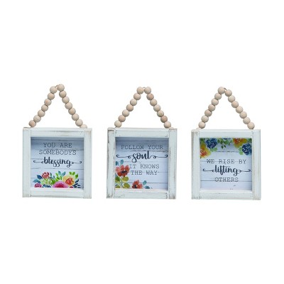 Transpac Small Wood Wall Decor Set of 3 Spring Home Decorations