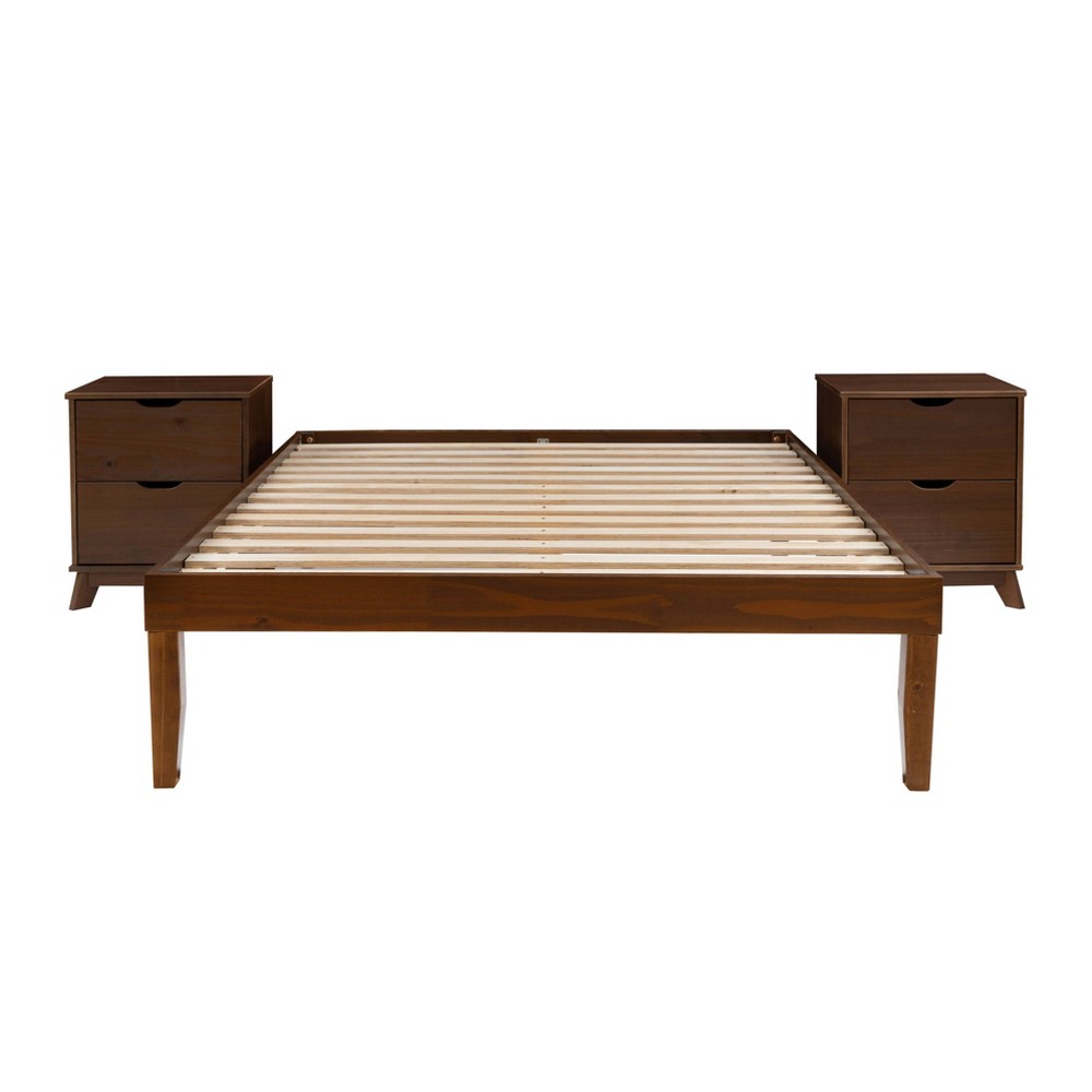 Powell Pensy Full Platform Bed and 2 Nightstands Walnut