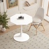 LIVAREEmlen 31.50" Modern Octagonal Coffee Table with MDF Table Top,Metal Base, for Dining Room, Kitchen, Living Room,White - 3 of 4
