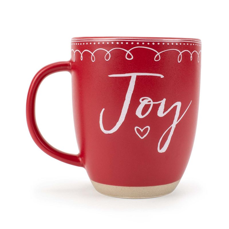 Elanze Designs Joy Raw Clay Bottom Red 16 ounce Ceramic Christmas Coffee Mug, 2 of 6