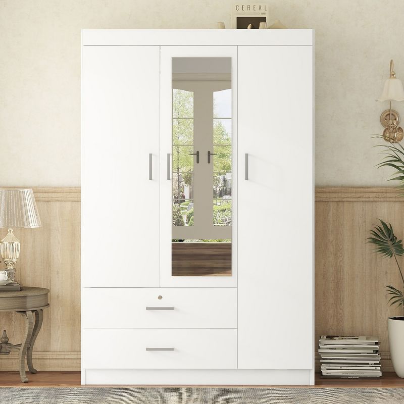 3-Door Wardrobe with Shelves and 2 Drawers, Clothing Armoire 4A - ModernLuxe, 1 of 9