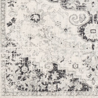 Harput Black and White Rectangular Synthetic Area Rug