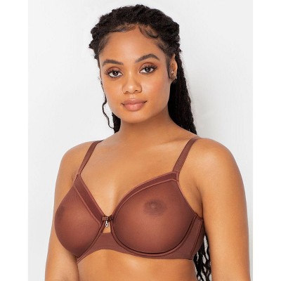 Curvy Couture Women's Sheer Mesh Full Coverage Unlined Underwire Bra Olive  Waves 40d : Target