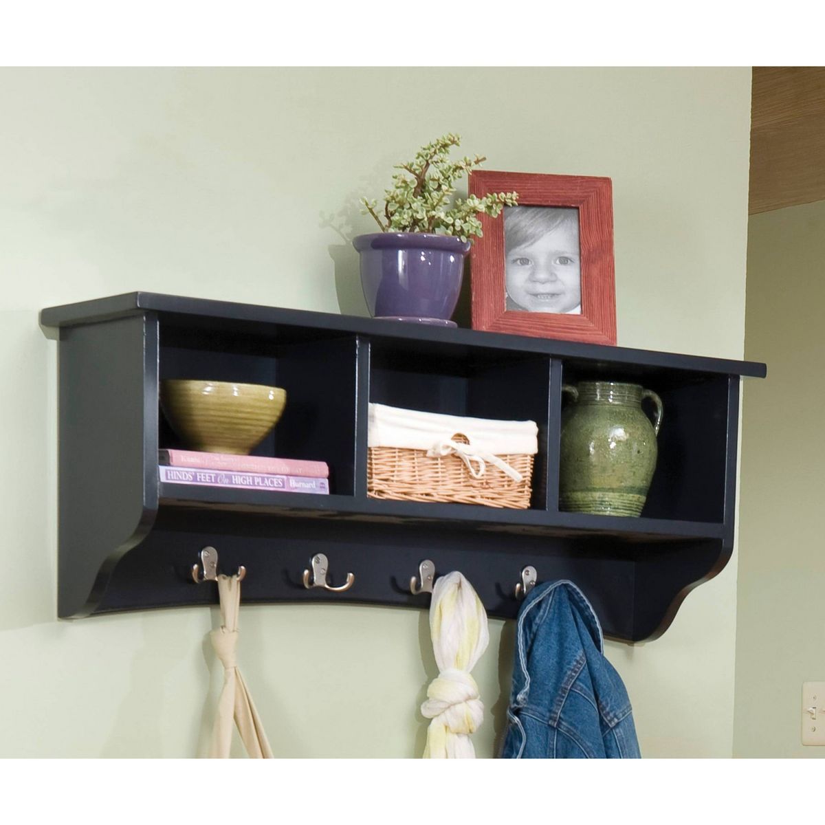 Shaker Cottage Coat Hooks with Storage - Alaterre Furniture - thumbnail 4