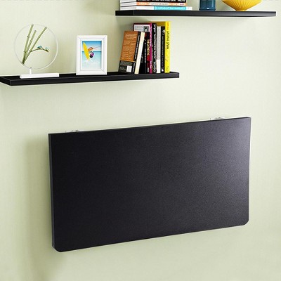 Black Wall Mounted Folding Computer Desk with Metal Brackets