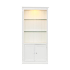 TiramisuBest 78.75''H 4-Tier Display Shelf with 5-Color Dimmable Ceiling Light, Freestanding Farmhouse Bookshelf with Storage,White - 1 of 4