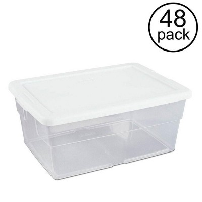 Sterilite 16 Quart Clear Plastic Stacking Storage Container Box (48 Pack)