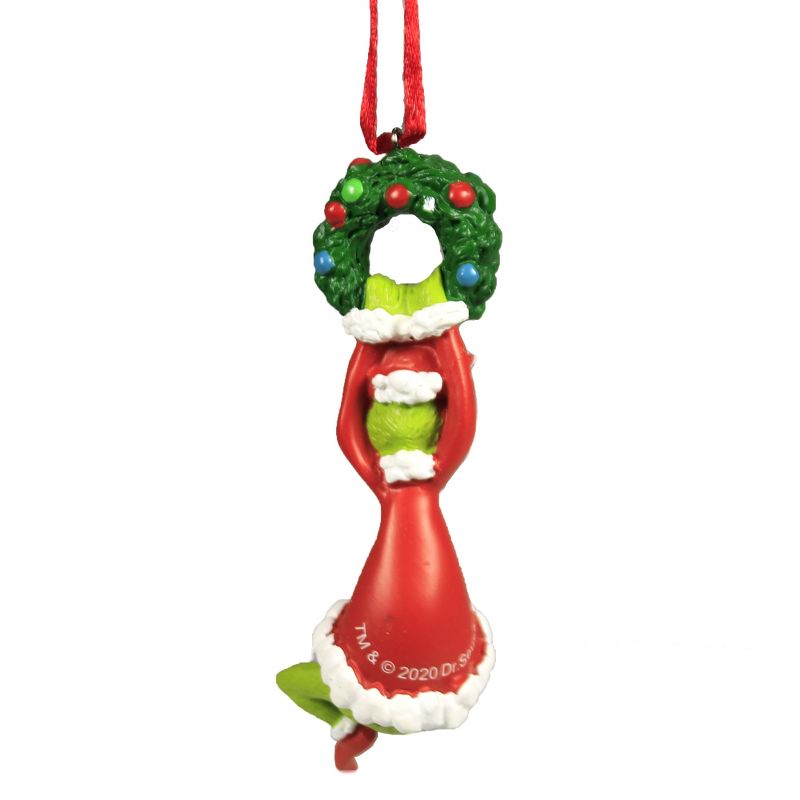 4.5 Inch Grinch On Wreath Ornament Dr Seuss Tree Ornaments, 3 of 4