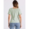 INSPIRE CHIC Women's Peasant Round Neck Ruffles Puff Sleeve Gingham Plaid Blouse - 3 of 4
