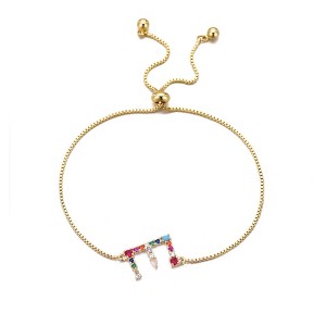 Adornia 14k Gold Plated Multi Color Stone Initial Bolo Bracelet - 1 of 1