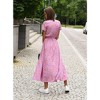 Coolmee Women's Summer Floral Maxi Dress Casual Wrap V Neck Short Sleeve Split Flowy Beach Long Dresses with Belt - 3 of 4