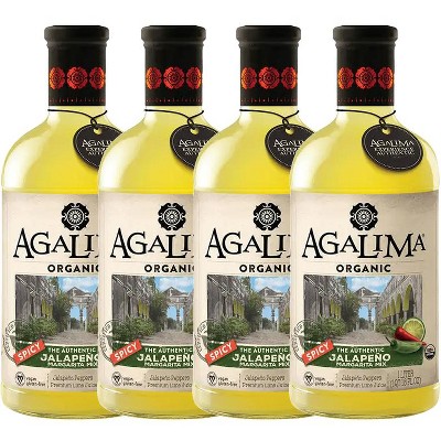 Agalima Organic Authentic Jalapeño Margarita Mix - All Natural, 1 Liter Bottles (18 Fl Oz)  Premium Pressed Lime and Blue Agave Nectar