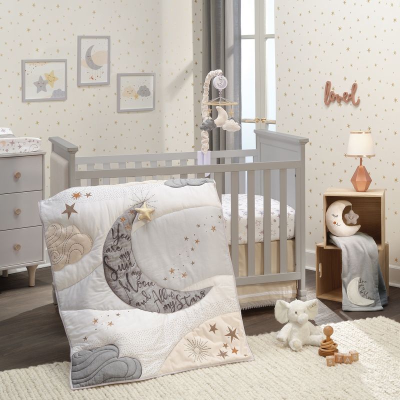 Lambs & Ivy Goodnight Moon 3-Piece Celestial Nursery Baby Crib Bedding Set, 1 of 11