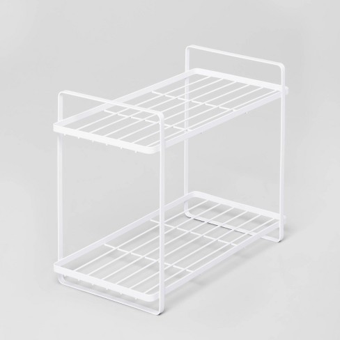 Mdesign Steel/plastic 2-tier Bathroom Organizer Corner Shelf - Clear/matte  Black : Target