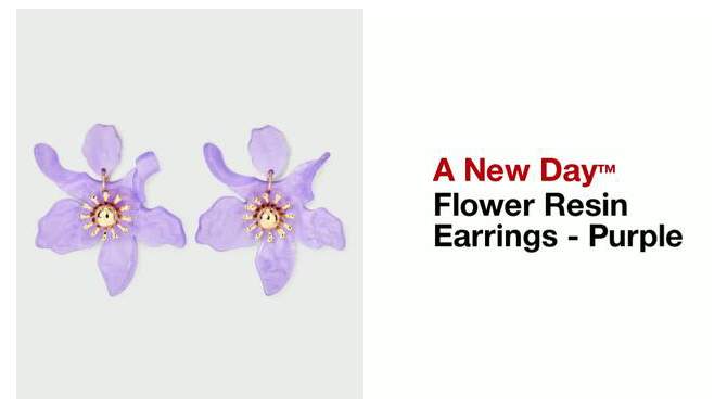 Flower Resin Earrings - A New Day&#8482; Purple, 2 of 7, play video