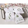 Saro Lifestyle Embroidered Holly Leaf Christmas Tree Design Holiday Hemstitched Border Linen Cotton Guest Towel (Set of 4), 14"x22", White - 2 of 2