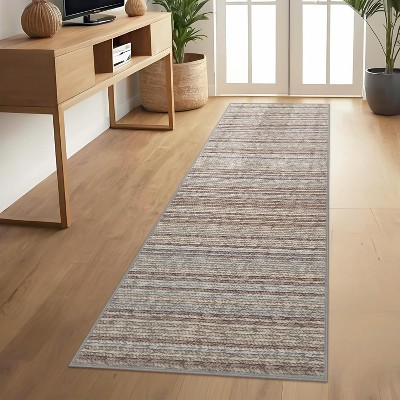 Washable Hallway Runner Rug Modern Abstract Accent Carpet Non-Slip Backing Non-Shedding Contemporary Striped Transitional Rug Runner