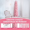 7.5 FT Snow Flocked Hinged Christmas Tree, Artificial Pencil Christmas Tree, Unlit Pine Tree with 641 Branch Tips, Pink - 2 of 4