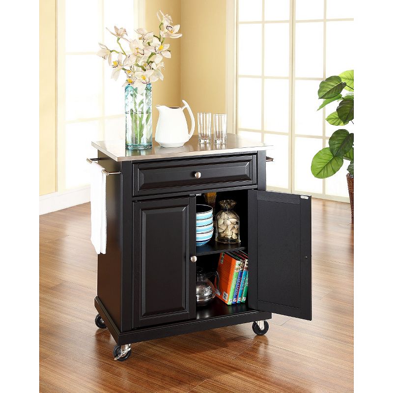 Portable Stainless Steel Top Kitchen Island Wood/Black - Crosley, 4 of 5